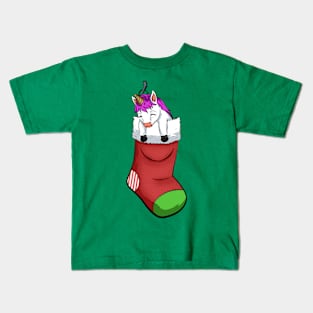 christmas sock unicorn funny Kids T-Shirt